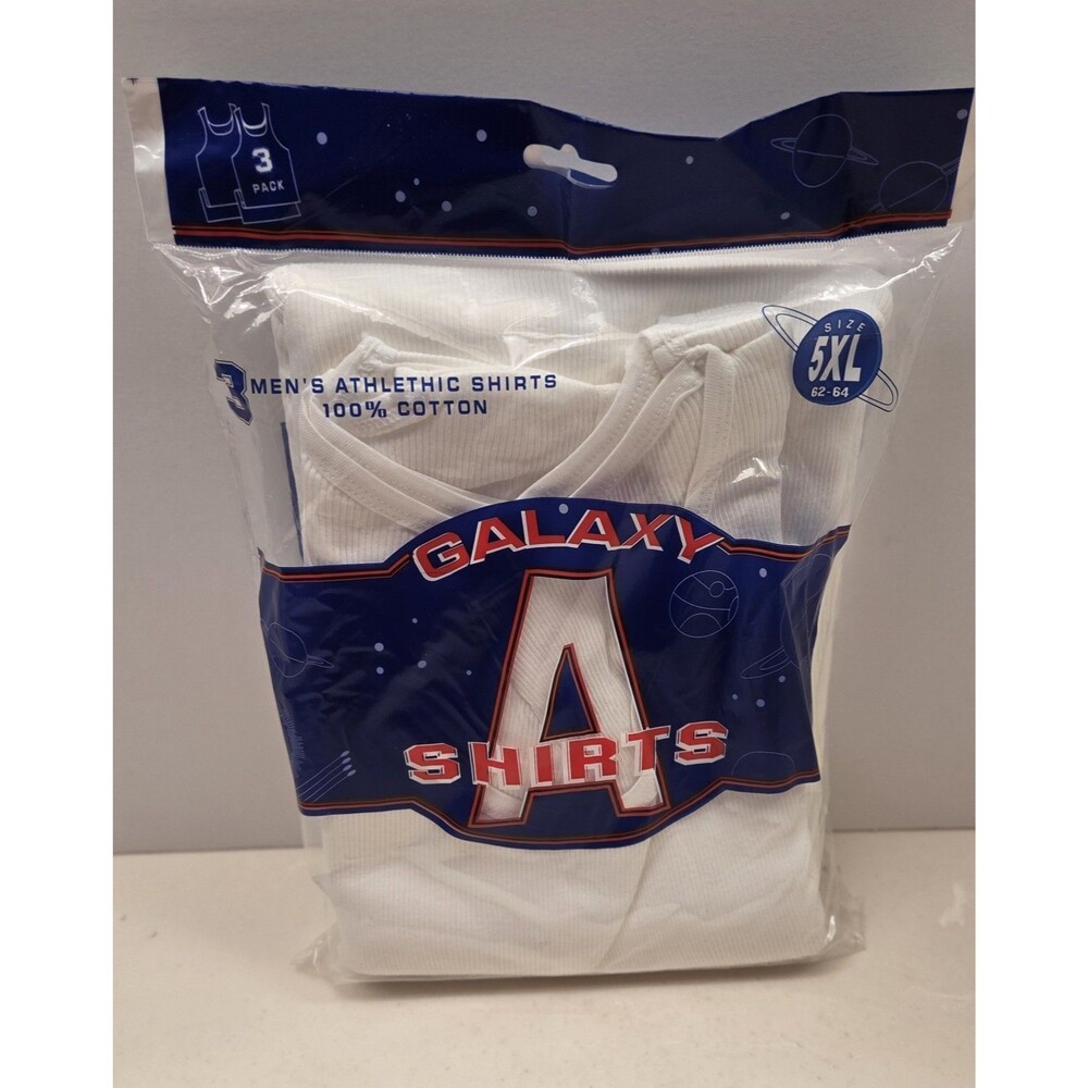 Galaxy by Harvard WHT Tanks 5XL 62-64 Athletic Undershirts 3 Pack100% Cotton NIP